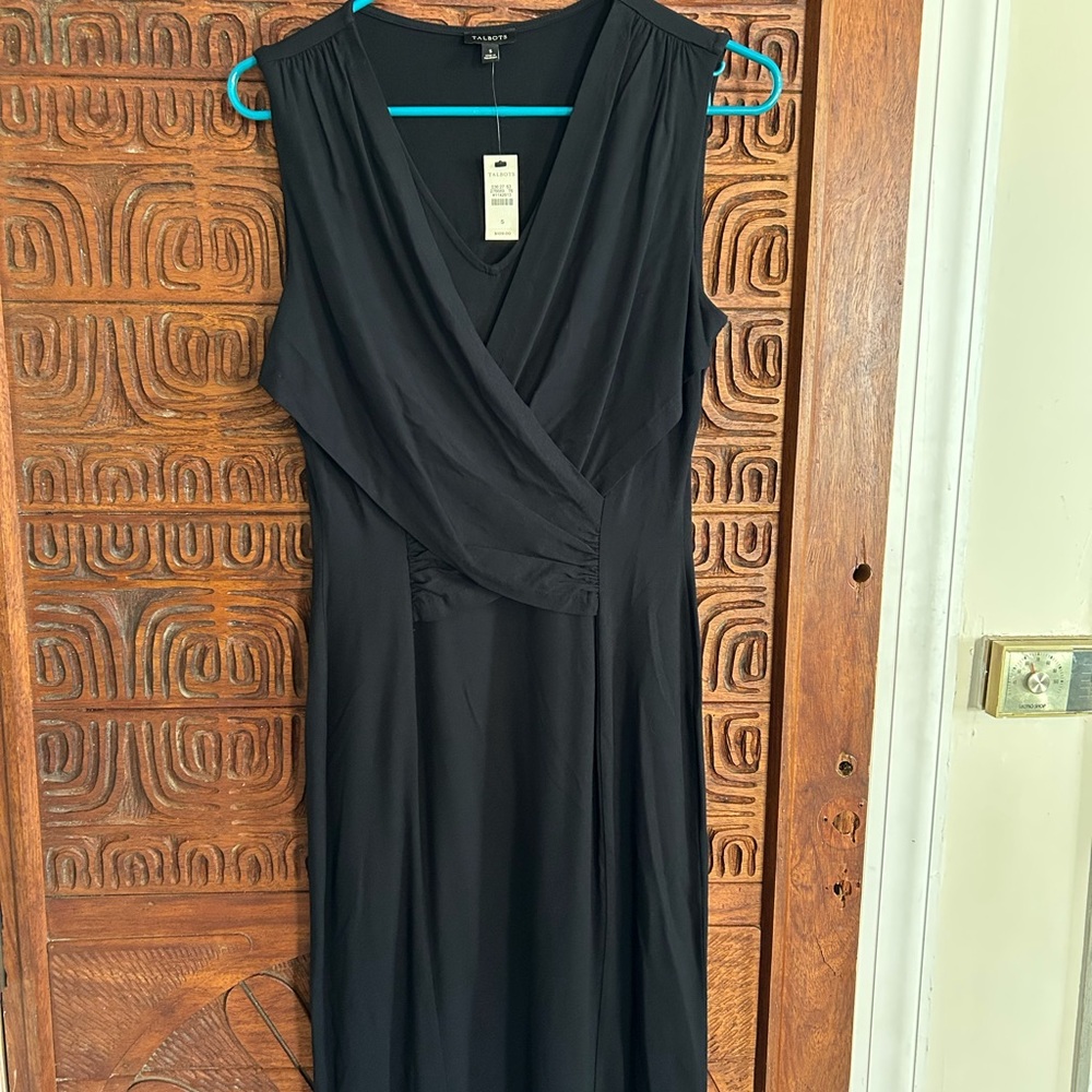 Talbots Black Midi Dress wrap new with tags